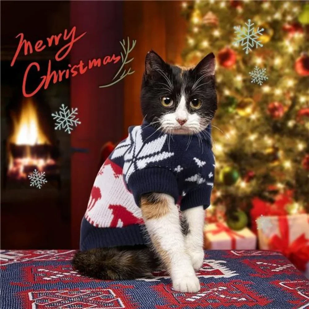 2 Packs - Cat & Small Dogs Christmas Sweater -Christmas Pet Knitwear Santa Claus